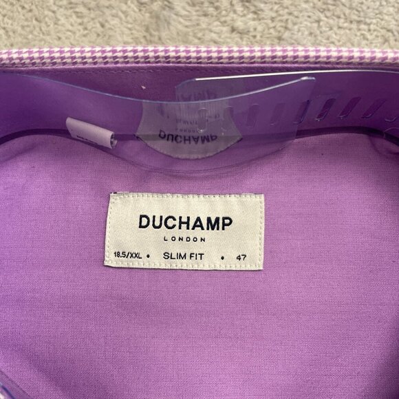 NEW Duchamp Men's 18.5/XXL Slim Fit Purple Dress Shirt Stretch Cotton - Picture 3 of 6